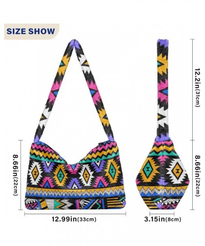 Graffiti Abstract Geometry Furry Tote Bag for Women Crossbody Bag Plush Underarm Bag Going Out Purse with Zipper for Shopping...