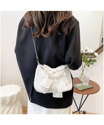 Personalized design cute sweet lady handbag bow pearl chain messenger bag ladies trendy shoulder bag (Black) White $11.35 Sho...