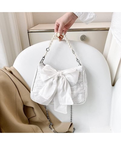 Personalized design cute sweet lady handbag bow pearl chain messenger bag ladies trendy shoulder bag (Black) White $11.35 Sho...