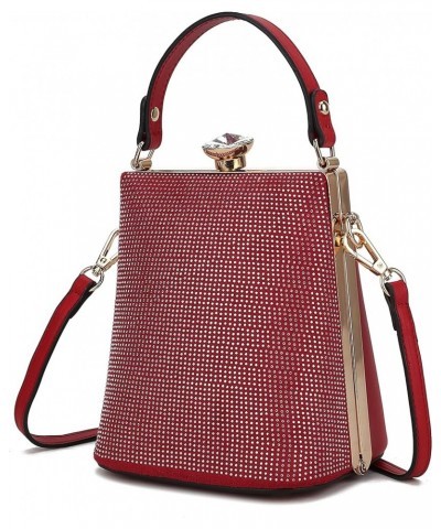 Clutch Bag for Women Crossbody Sparkly Rhinestones Classic Evening Wedding Party Purse Taliah Red $21.50 Evening Bags