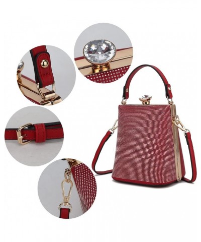 Clutch Bag for Women Crossbody Sparkly Rhinestones Classic Evening Wedding Party Purse Taliah Red $21.50 Evening Bags