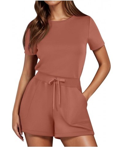 plus Jumpsuits Women Casual Solid Jumpsuit With 4 Pockets Long Sleeve Romper Petite Rose Gold-2➤➤ Summer Casual Athletic Romp...