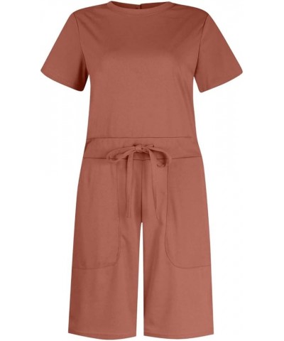 plus Jumpsuits Women Casual Solid Jumpsuit With 4 Pockets Long Sleeve Romper Petite Rose Gold-2➤➤ Summer Casual Athletic Romp...