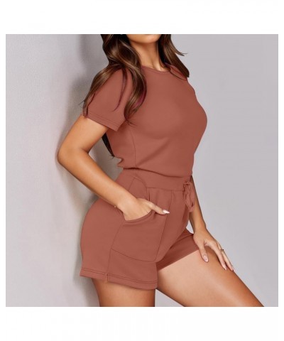 plus Jumpsuits Women Casual Solid Jumpsuit With 4 Pockets Long Sleeve Romper Petite Rose Gold-2➤➤ Summer Casual Athletic Romp...