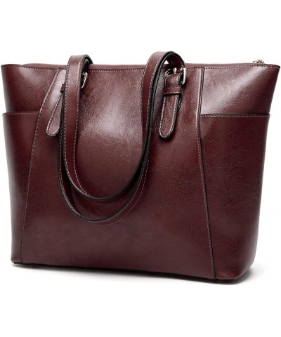 PU Leather Handbag Elegant Big Capacity Shopping Bag Handle Satchel Daily Purse Multipurpose Bag Burgundy $79.20 Satchels