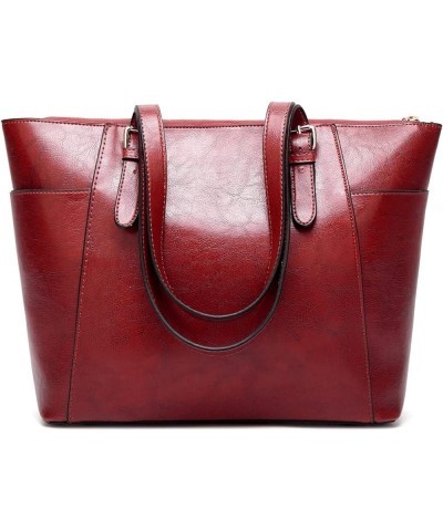 PU Leather Handbag Elegant Big Capacity Shopping Bag Handle Satchel Daily Purse Multipurpose Bag Burgundy $79.20 Satchels