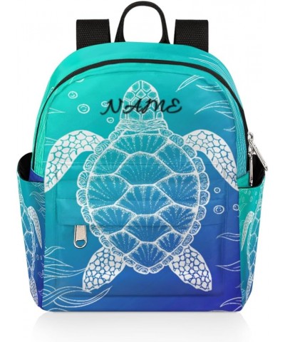 Custom Name Mini Backpack Purse for Women, Personalized Ocean Turtle Lightweight Small Backpack Customized Casual Travel Bag ...