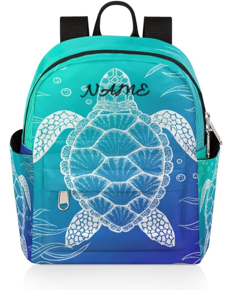 Custom Name Mini Backpack Purse for Women, Personalized Ocean Turtle Lightweight Small Backpack Customized Casual Travel Bag ...