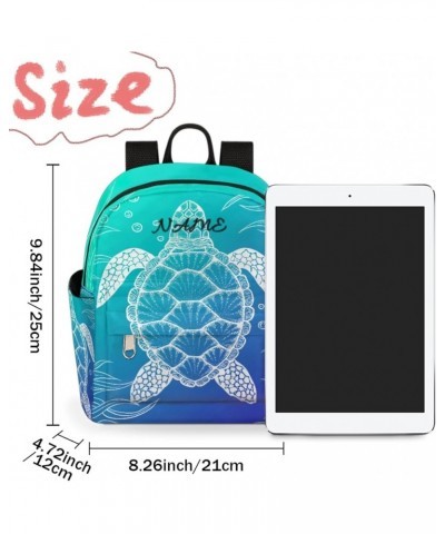 Custom Name Mini Backpack Purse for Women, Personalized Ocean Turtle Lightweight Small Backpack Customized Casual Travel Bag ...