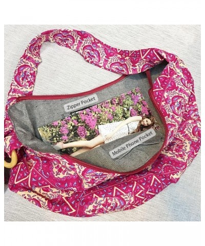 Shoulder Bag for Women Hippie Crossbody Bag Bohemian Handbag Printed Pattern Hobo Bag Canvas Purse Cotton Satchel Style 17 $2...