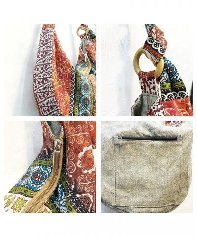 Shoulder Bag for Women Hippie Crossbody Bag Bohemian Handbag Printed Pattern Hobo Bag Canvas Purse Cotton Satchel Style 17 $2...