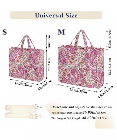 Paisley and Flowers Corduroy Tote Bag for Women Hobo Crossbody Bag Purse Stylish Shoulder Handbag Messenger Bags, S $11.75 Totes