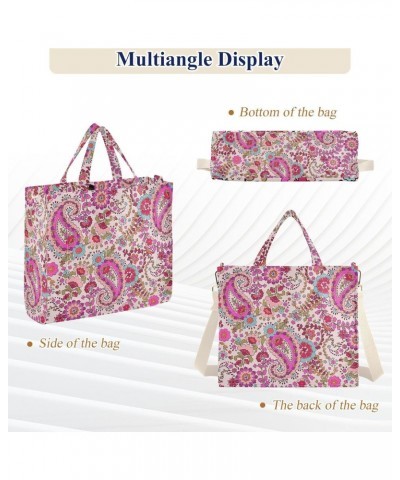 Paisley and Flowers Corduroy Tote Bag for Women Hobo Crossbody Bag Purse Stylish Shoulder Handbag Messenger Bags, S $11.75 Totes