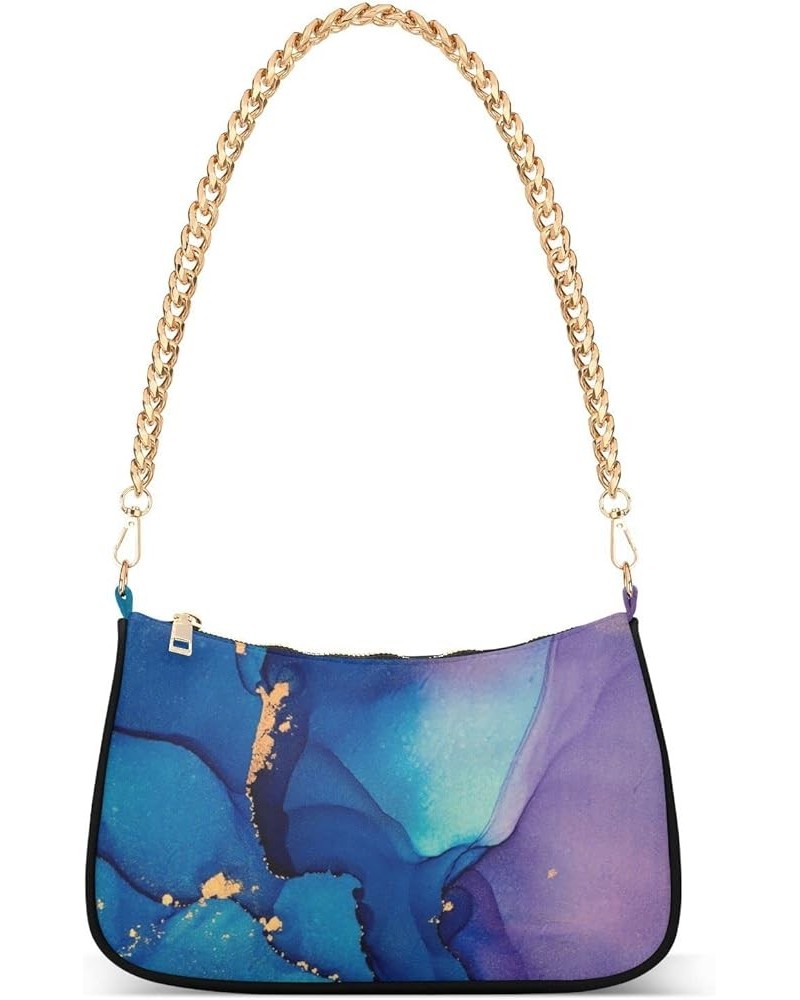 Light Blue Women's Shoulder Handbag Clutch Shoulder Tote HandBag Abstract Fluid Art Painting $15.19 Shoulder Bags