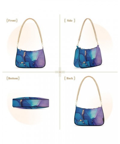 Light Blue Women's Shoulder Handbag Clutch Shoulder Tote HandBag Abstract Fluid Art Painting $15.19 Shoulder Bags