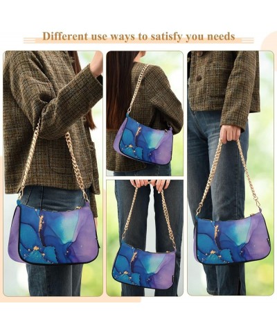 Light Blue Women's Shoulder Handbag Clutch Shoulder Tote HandBag Abstract Fluid Art Painting $15.19 Shoulder Bags