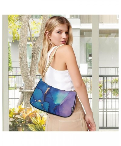 Light Blue Women's Shoulder Handbag Clutch Shoulder Tote HandBag Abstract Fluid Art Painting $15.19 Shoulder Bags