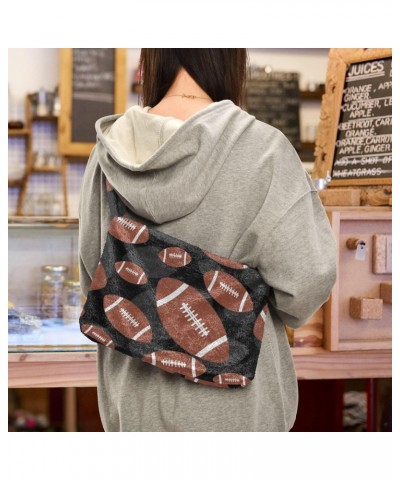 Plush Underarm Bag-Brown and Black Football, Ladies Fluffy Shoulder Bag, Women Fluffy Tote Bag for Autumn and Winter $13.50 T...