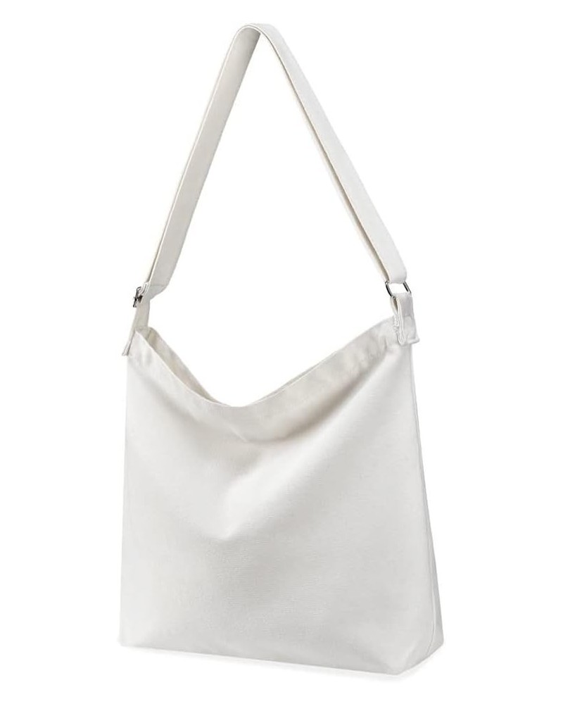 Women's blank large Size Canvas Crossbody Tote Handbags Shoulder Bag White $8.66 Totes