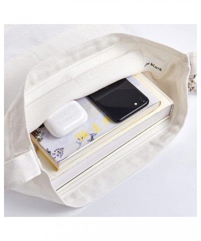 Women's blank large Size Canvas Crossbody Tote Handbags Shoulder Bag White $8.66 Totes