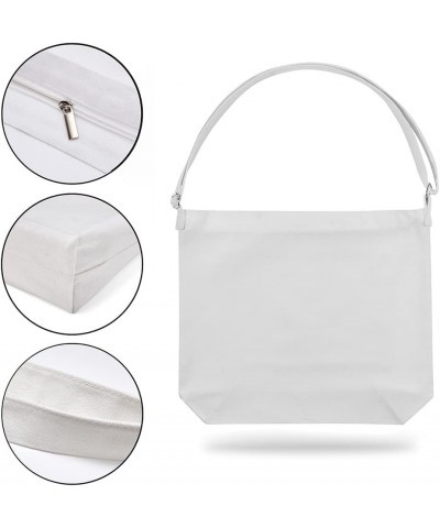 Women's blank large Size Canvas Crossbody Tote Handbags Shoulder Bag White $8.66 Totes