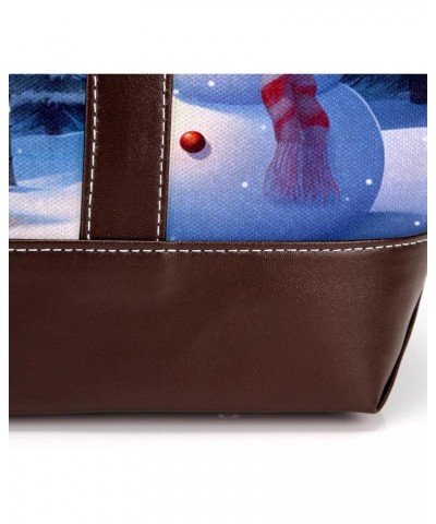 Womens Handbags, Faux Leather Strap and Bottom, Canvas Tote Bag, Christmas Tree and Snowman $21.51 Totes