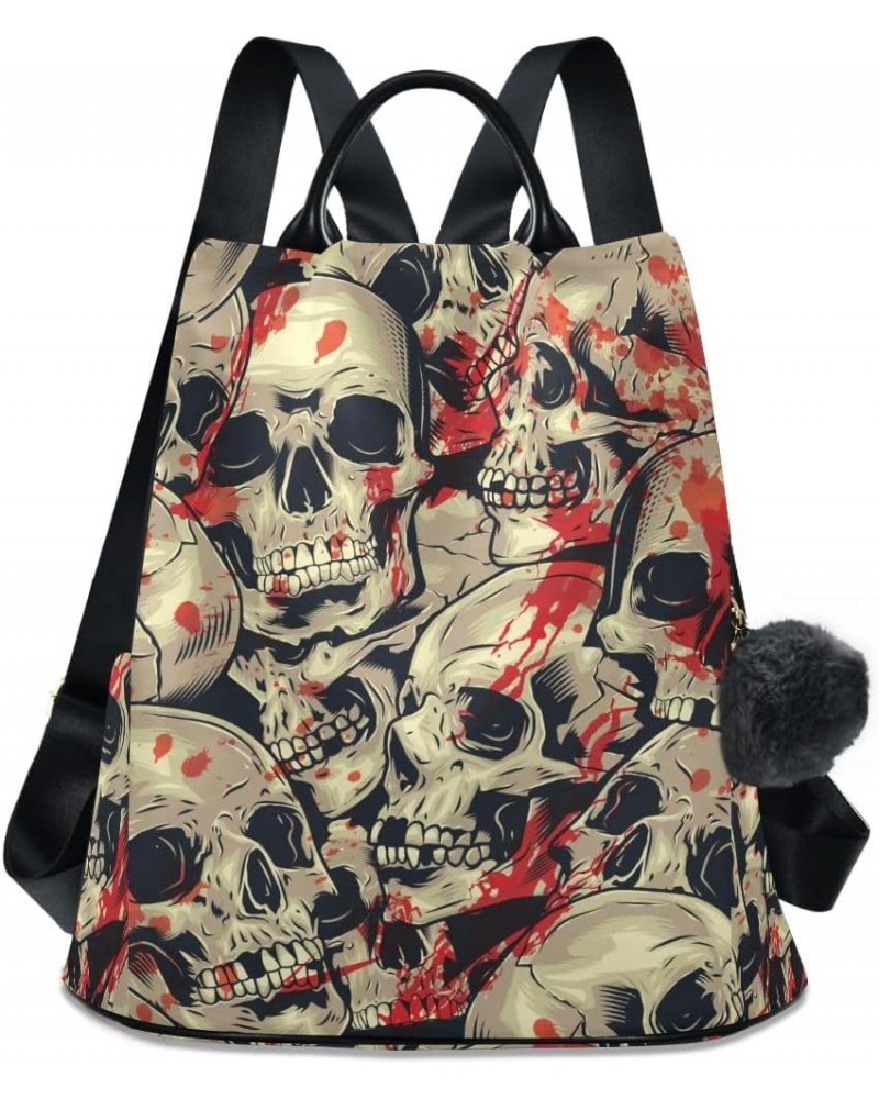 Backpack Purse for Women Fashion Travel Anti-theft Skull Halloween Grunge Daypack Casual Shoulder Bag Medium Size $21.37 Back...