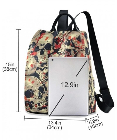 Backpack Purse for Women Fashion Travel Anti-theft Skull Halloween Grunge Daypack Casual Shoulder Bag Medium Size $21.37 Back...