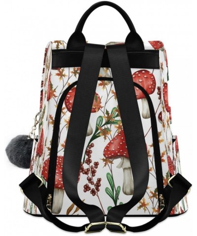 Fall Red Mushroom Women Backpack Anti-theft Handbag Purse Travel Bag Fashion Shoulder Bags $22.39 Backpacks