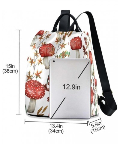 Fall Red Mushroom Women Backpack Anti-theft Handbag Purse Travel Bag Fashion Shoulder Bags $22.39 Backpacks