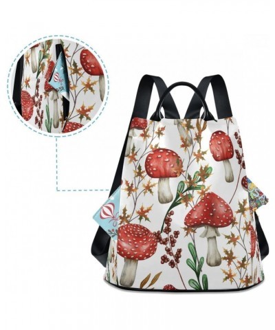 Fall Red Mushroom Women Backpack Anti-theft Handbag Purse Travel Bag Fashion Shoulder Bags $22.39 Backpacks