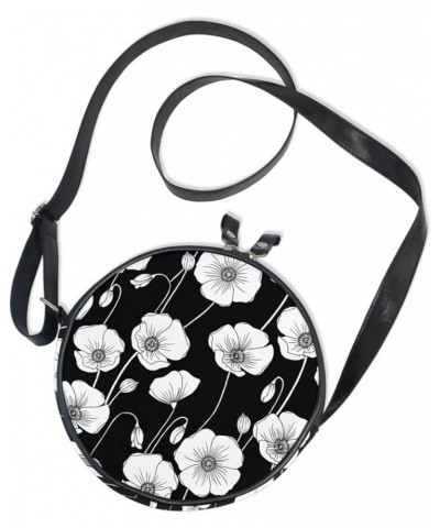 Round Crossbody Bag for Women Small Purse Fashion Circle Handbag Shoulder Bag Flower2 $11.96 Crossbody Bags