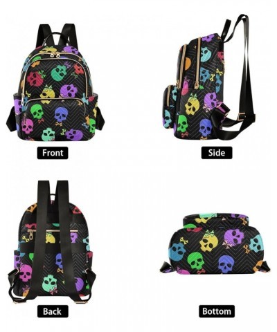 Travel Backpack Purse for Women Fashion Anti-theft Work Casual Rainbow Skulls Daypack Shoulder Bag Medium Size Small $21.08 B...