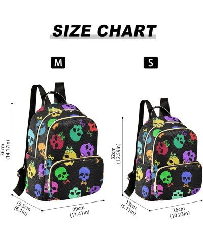 Travel Backpack Purse for Women Fashion Anti-theft Work Casual Rainbow Skulls Daypack Shoulder Bag Medium Size Small $21.08 B...