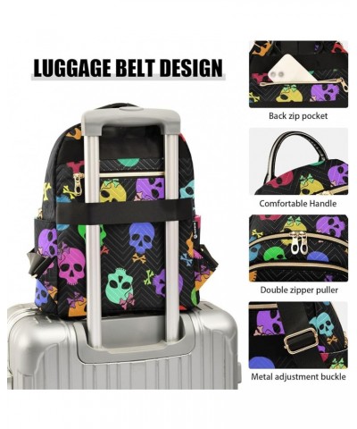 Travel Backpack Purse for Women Fashion Anti-theft Work Casual Rainbow Skulls Daypack Shoulder Bag Medium Size Small $21.08 B...