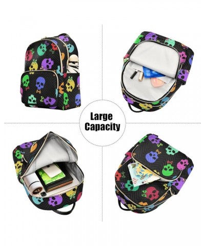 Travel Backpack Purse for Women Fashion Anti-theft Work Casual Rainbow Skulls Daypack Shoulder Bag Medium Size Small $21.08 B...