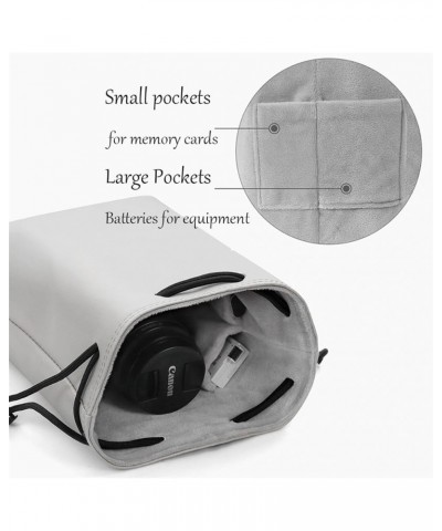 Camera Lens Pouch DSLR Camera Lens Pouch Bag Soft Protective Case PU Camera bag Medium Gray $17.43 Totes