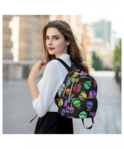 Travel Backpack Purse for Women Fashion Anti-theft Work Casual Rainbow Skulls Daypack Shoulder Bag Medium Size Small $21.08 B...