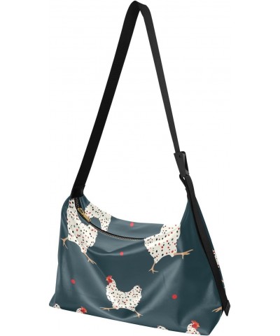 Stylized Chicken Rooster Hobo Shoulder Bag for Women Men PU Leather Crossbody Bag Slouchy Tote Handbags for Work Travel $16.8...