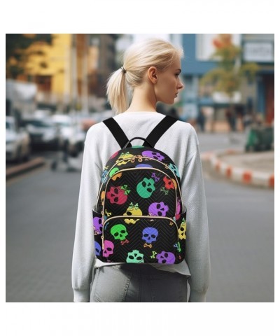 Travel Backpack Purse for Women Fashion Anti-theft Work Casual Rainbow Skulls Daypack Shoulder Bag Medium Size Small $21.08 B...