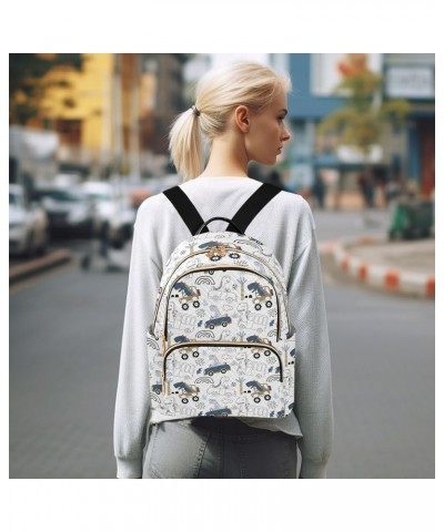 Backpack Purse for Women Dino Driver, Mini Fashion Backpack Cartoon Truck Plam Tree Lightweight Casual Daypack Shoulder Bag T...