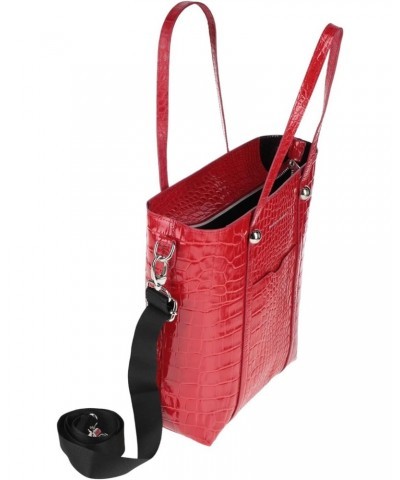 Italian Made Patent Red Crocodile Embossed Leather Large Tote $133.00 Totes