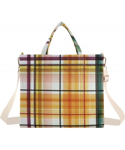 Plaid Modern Women's Tote Handbags Top Handle Satchel Shoulder Bag Crossbody Bag for Office Travel S $17.09 Totes