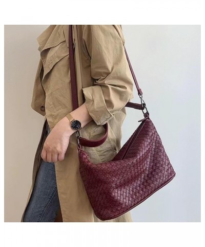 Women Woven Tote Crossbody Bag, Fashion Weave Top Handle Handbag Purse Handmade Beach Shoulder Bag Hobo Underarm Bag Red $20....