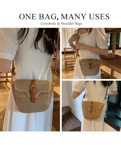 Straw Purses for Women, Summer Straw Crossbody Bag Purses Woven Straw Beach Bag for Vacation A-khaki $11.27 Crossbody Bags