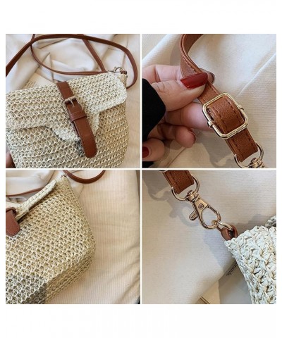 Straw Purses for Women, Summer Straw Crossbody Bag Purses Woven Straw Beach Bag for Vacation A-khaki $11.27 Crossbody Bags