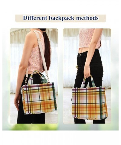 Plaid Modern Women's Tote Handbags Top Handle Satchel Shoulder Bag Crossbody Bag for Office Travel S $17.09 Totes