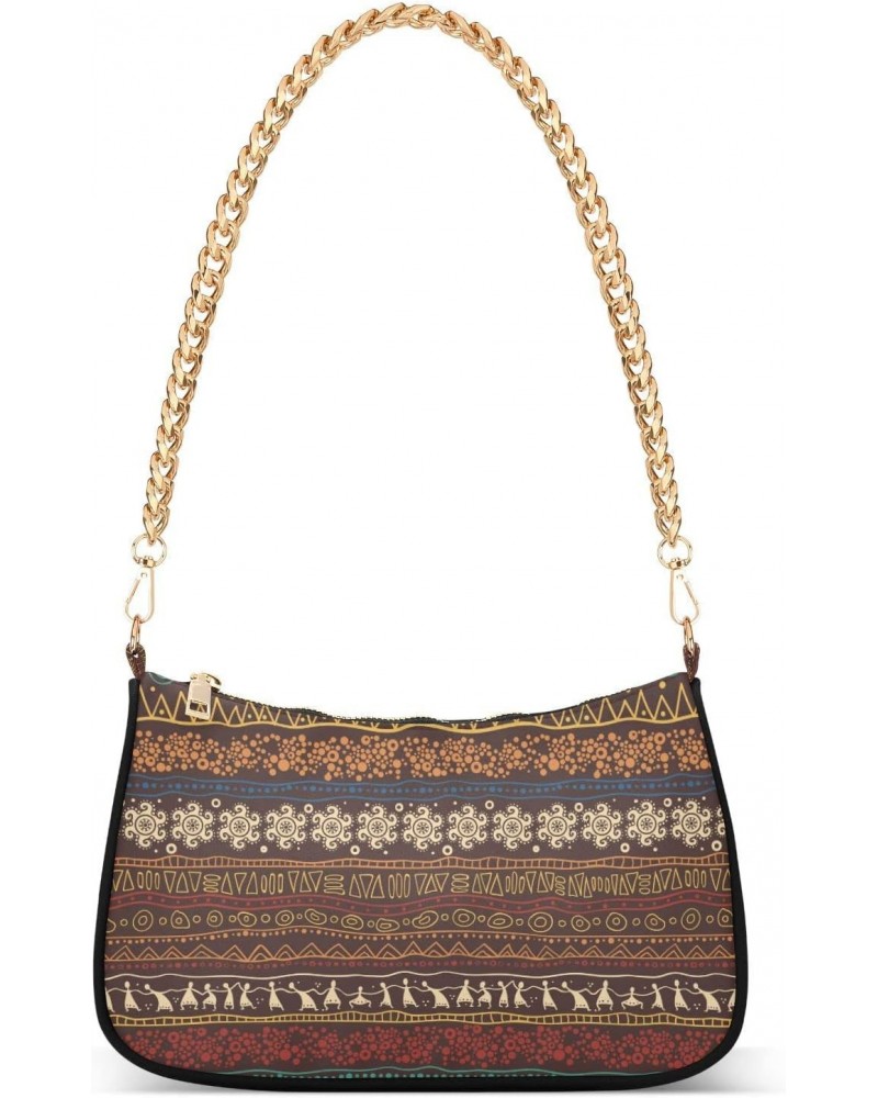 Shoulder Bags for Women, Brown African Pattern Clutch Purse Chain Bag Tote Handbag $15.04 Shoulder Bags