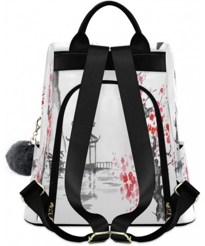 Japanese Mountain Cherry Blossom Large Women's Fashion Casual Backpack Purse Shoulder Travel Bag $18.80 Backpacks