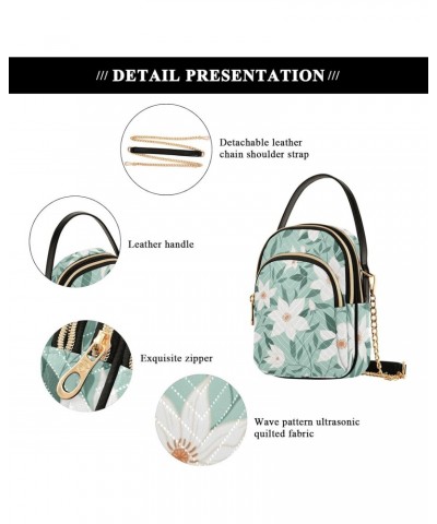 Women Crossbody Handbag Pattern Of Beautiful White Flowers Quilted Chain Bag $13.77 Crossbody Bags